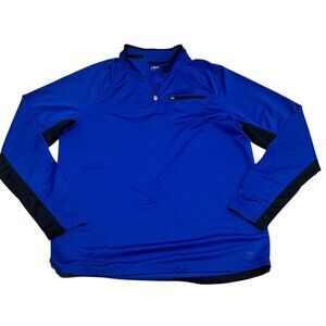 FILA Track Jacket Mens XL Blue/Black Colorblock 1/4 Zip Pullover Chest